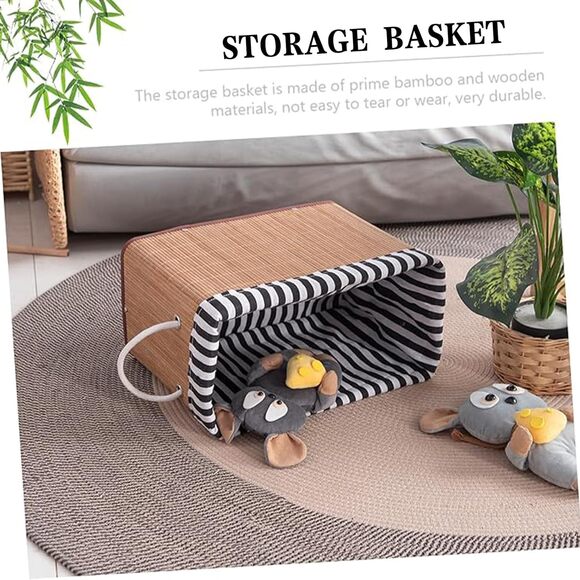 2PCS Bamboo Storage Basket Fabric Lined Under Desk Organizer - Picture 6 of 9
